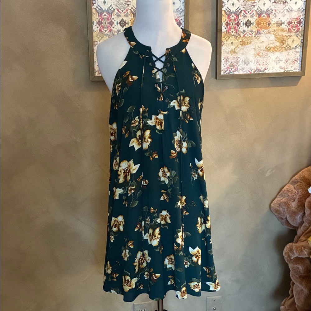 Altar'd State Dark Green Trapeze Large Dress